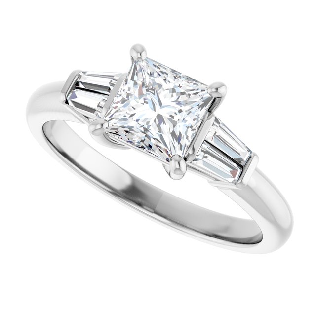 Baguette Accented Engagement Ring