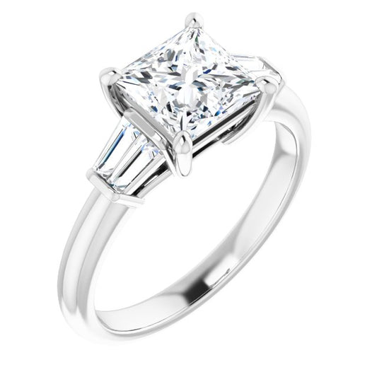 Baguette Accented Engagement Ring