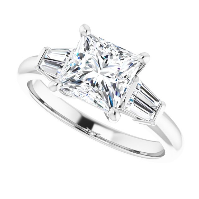 Baguette Accented Engagement Ring