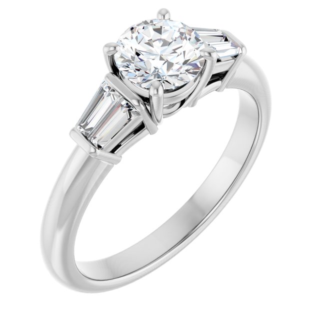 Baguette Accented Engagement Ring