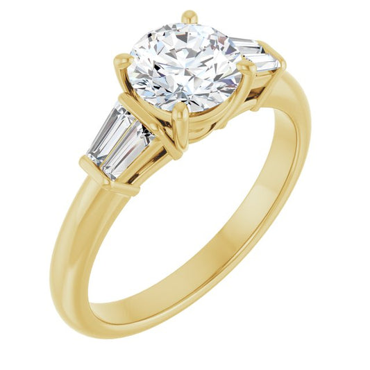 Baguette Accented Engagement Ring