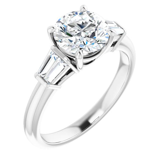 Baguette Accented Engagement Ring