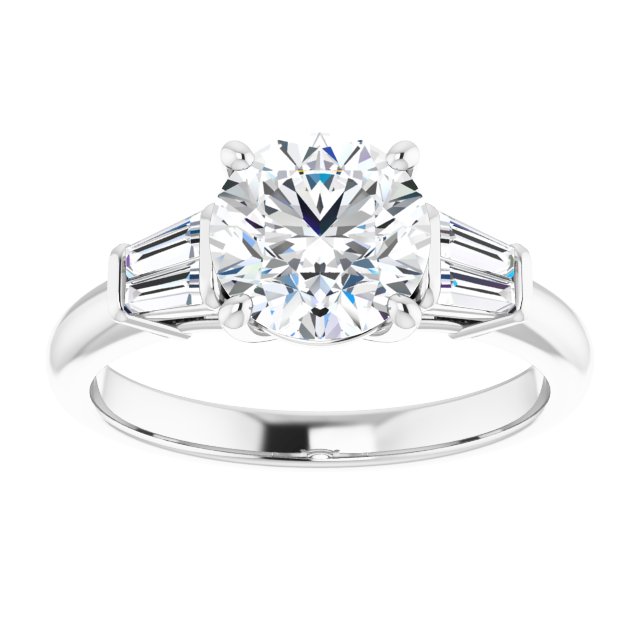 Baguette Accented Engagement Ring