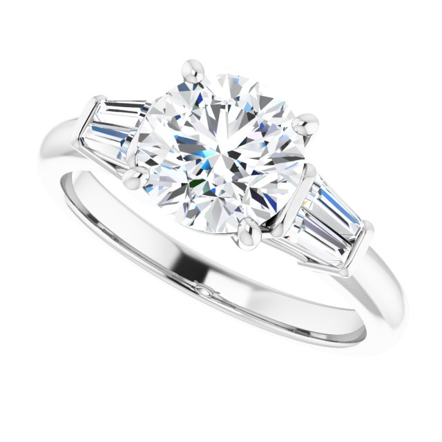 Baguette Accented Engagement Ring