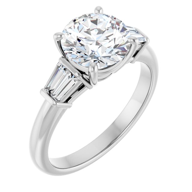 Baguette Accented Engagement Ring