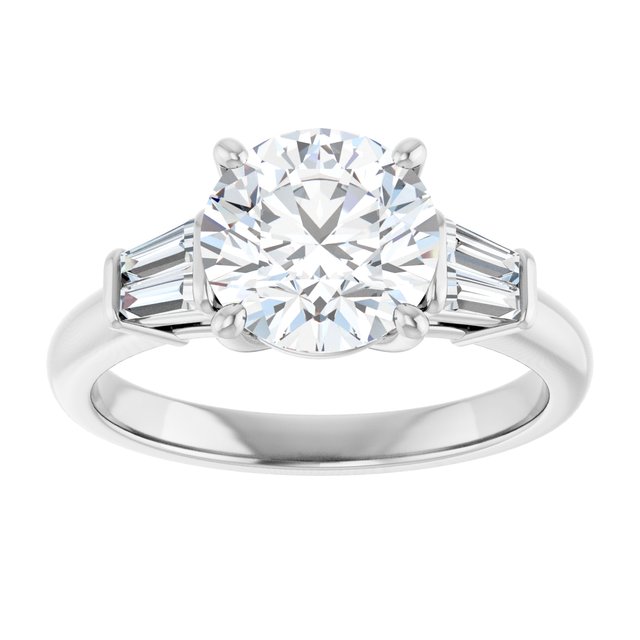 Baguette Accented Engagement Ring