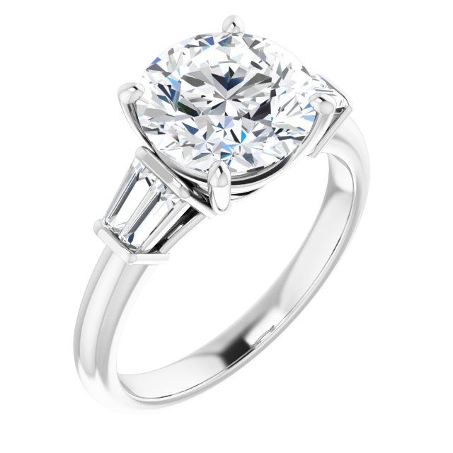 Baguette Accented Engagement Ring