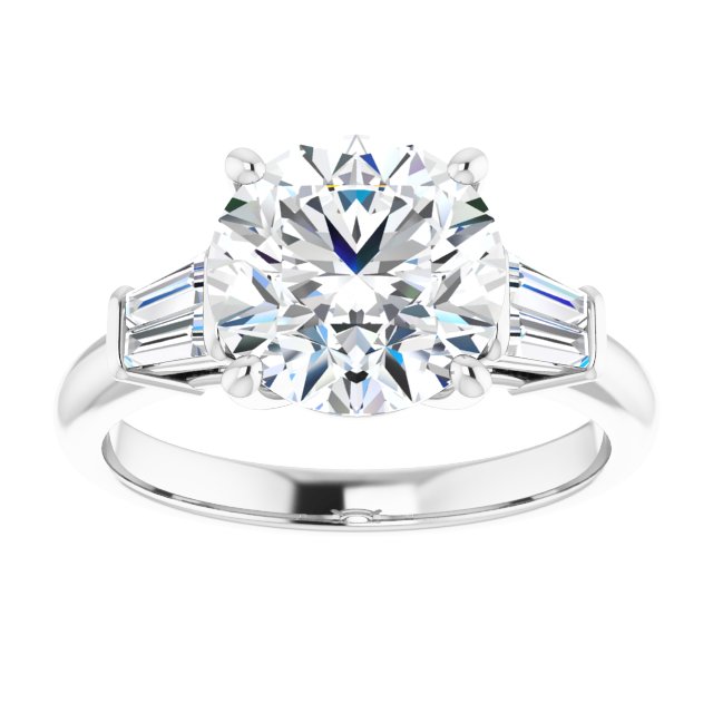 Baguette Accented Engagement Ring