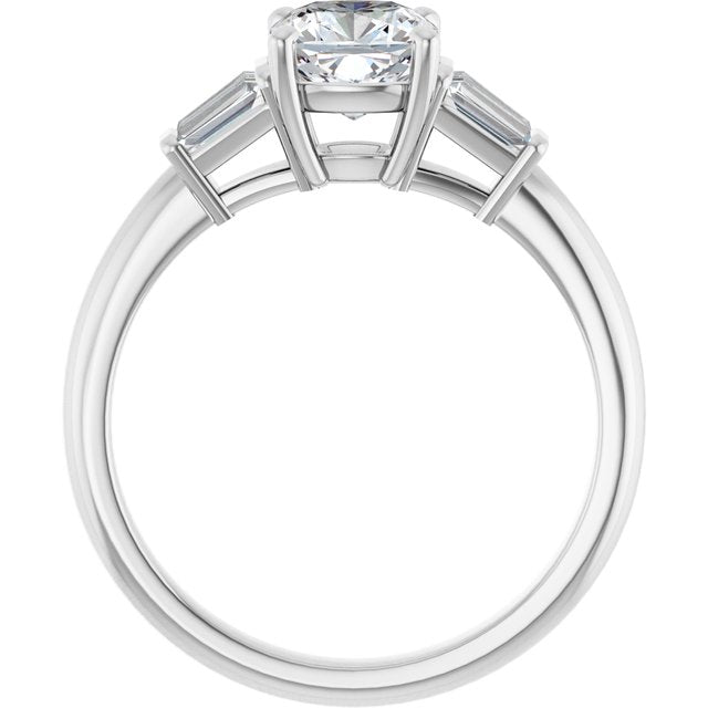 Baguette Accented Engagement Ring