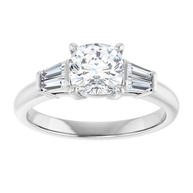 Baguette Accented Engagement Ring