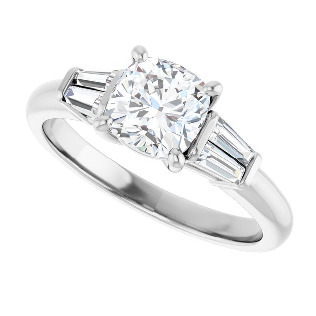 Baguette Accented Engagement Ring