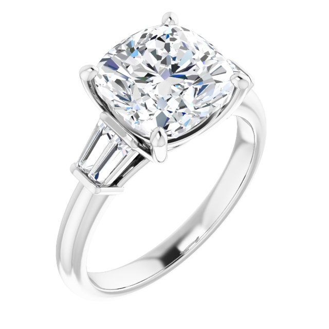 Baguette Accented Engagement Ring