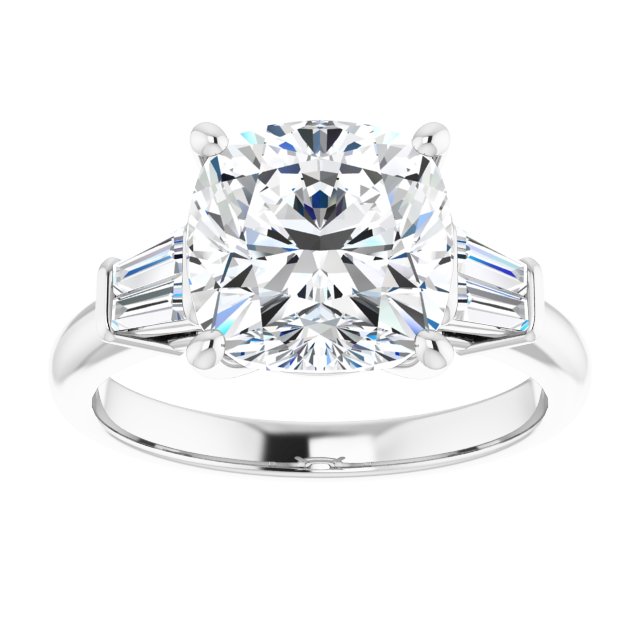 Baguette Accented Engagement Ring