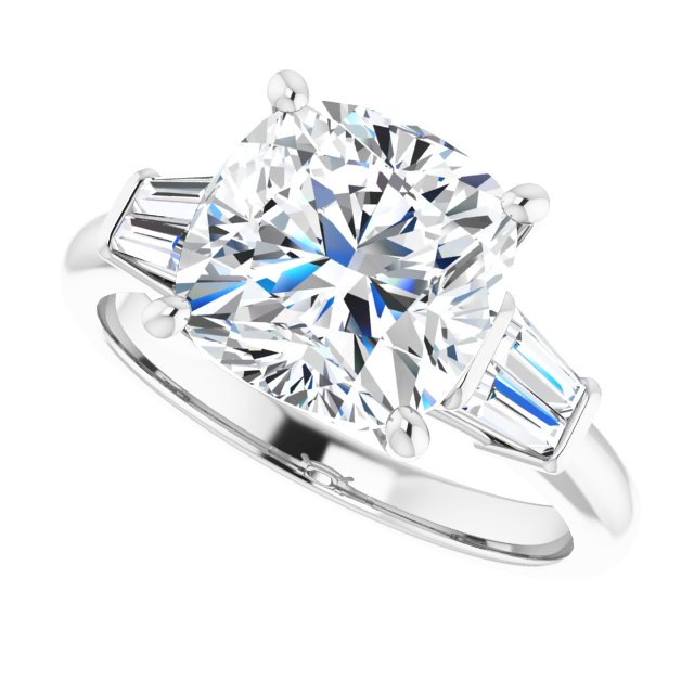 Baguette Accented Engagement Ring