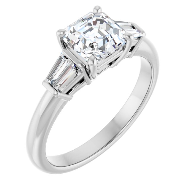 Baguette Accented Engagement Ring