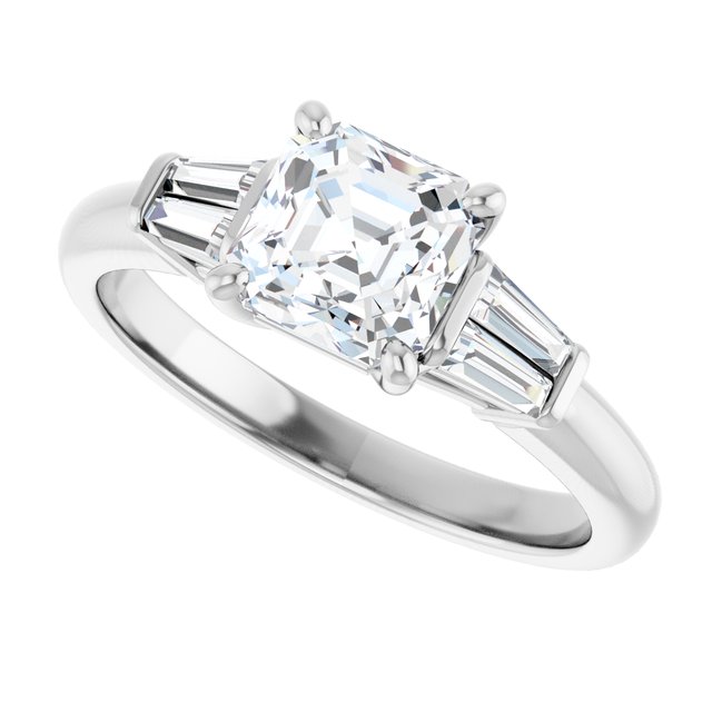 Baguette Accented Engagement Ring