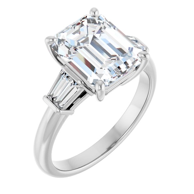 Baguette Accented Engagement Ring