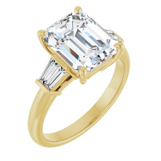 Baguette Accented Engagement Ring