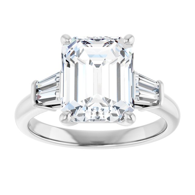 Baguette Accented Engagement Ring