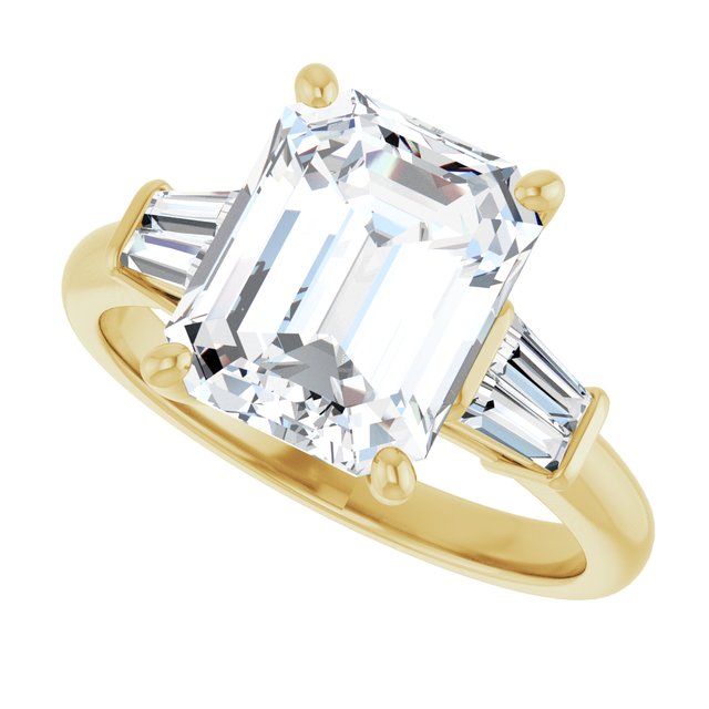 Baguette Accented Engagement Ring