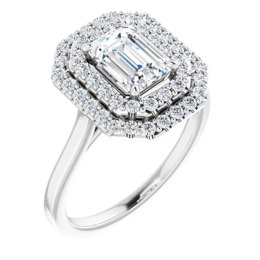 Double Halo-Style Engagement Ring