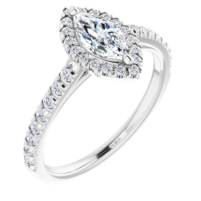 French-Set Halo-Style Engagement Ring