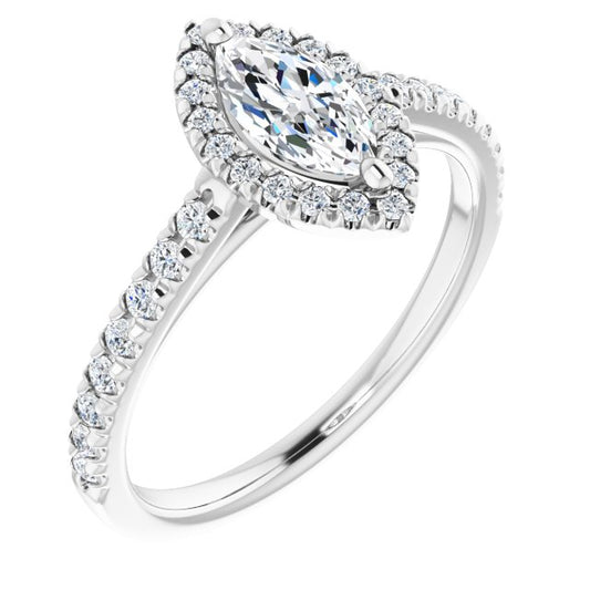 French-Set Halo-Style Engagement Ring