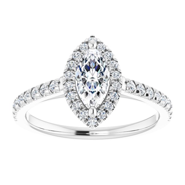 French-Set Halo-Style Engagement Ring