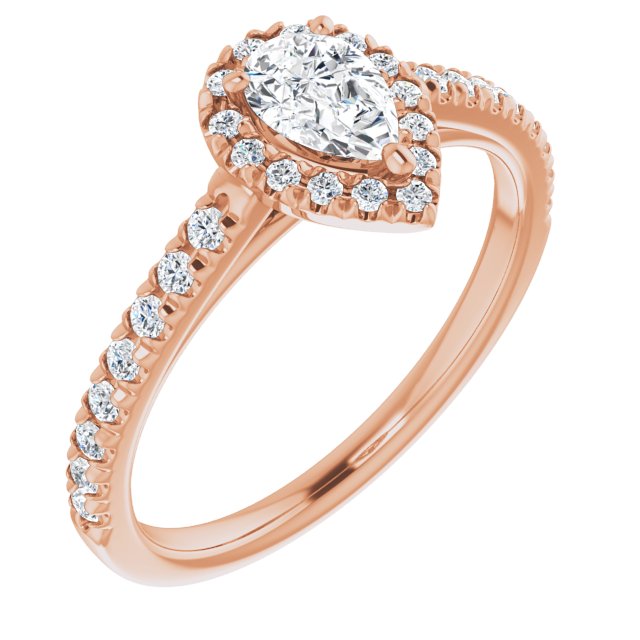 French-Set Halo-Style Engagement Ring