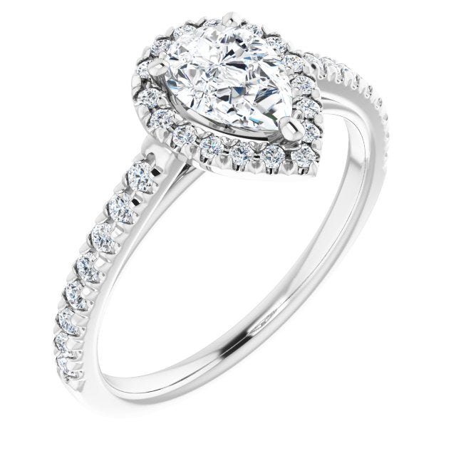French-Set Halo-Style Engagement Ring