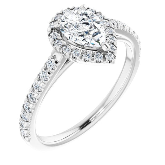 French-Set Halo-Style Engagement Ring