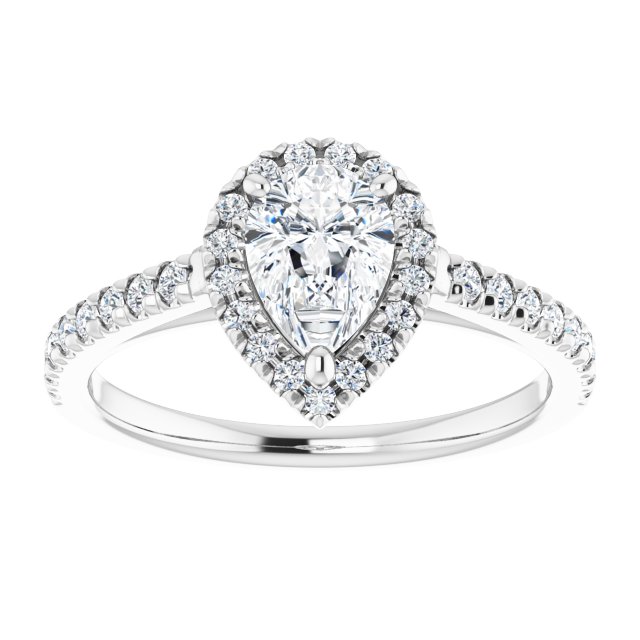French-Set Halo-Style Engagement Ring