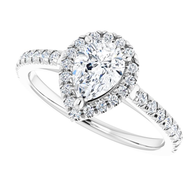 French-Set Halo-Style Engagement Ring