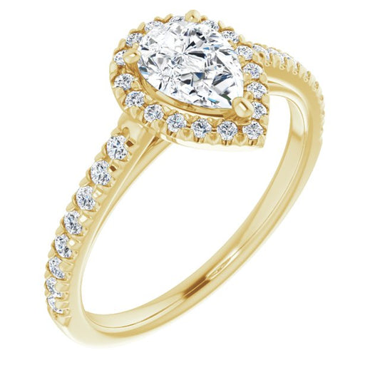French-Set Halo-Style Engagement Ring