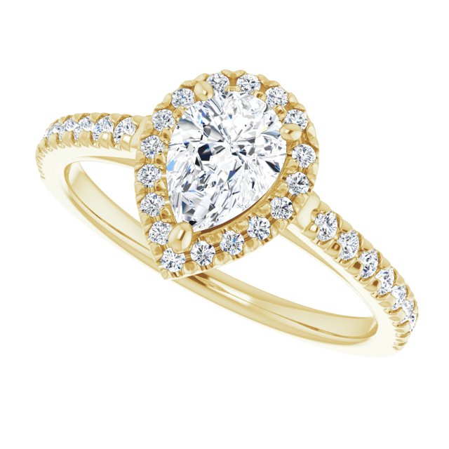 French-Set Halo-Style Engagement Ring
