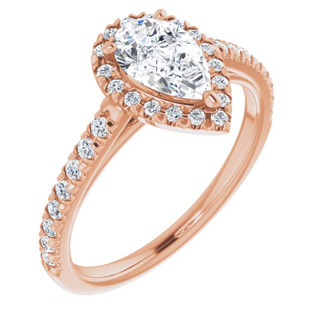 French-Set Halo-Style Engagement Ring