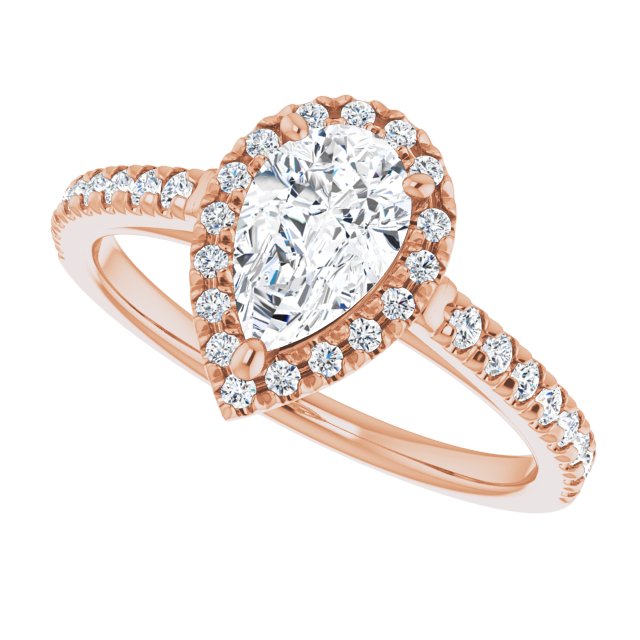 French-Set Halo-Style Engagement Ring
