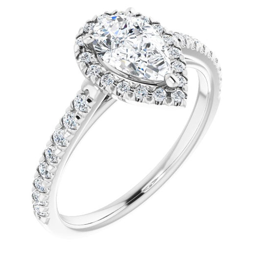 French-Set Halo-Style Engagement Ring
