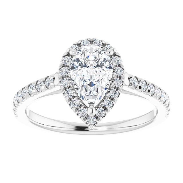 French-Set Halo-Style Engagement Ring