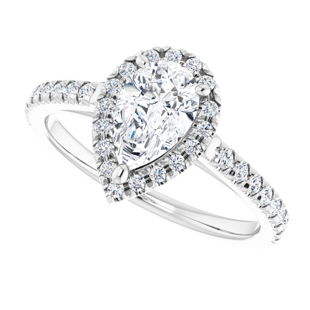 French-Set Halo-Style Engagement Ring
