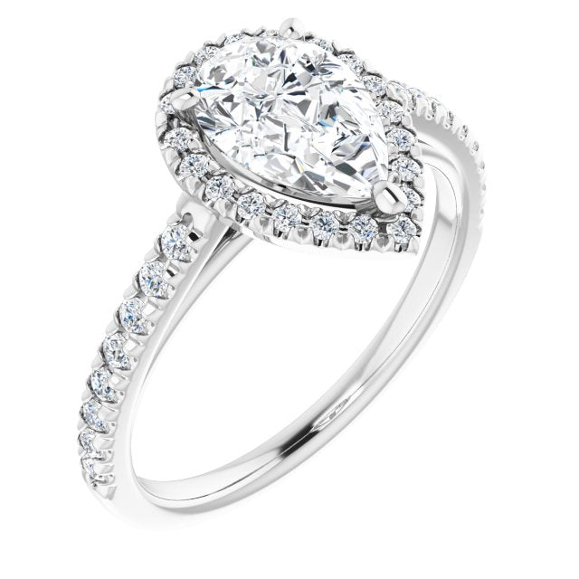 French-Set Halo-Style Engagement Ring