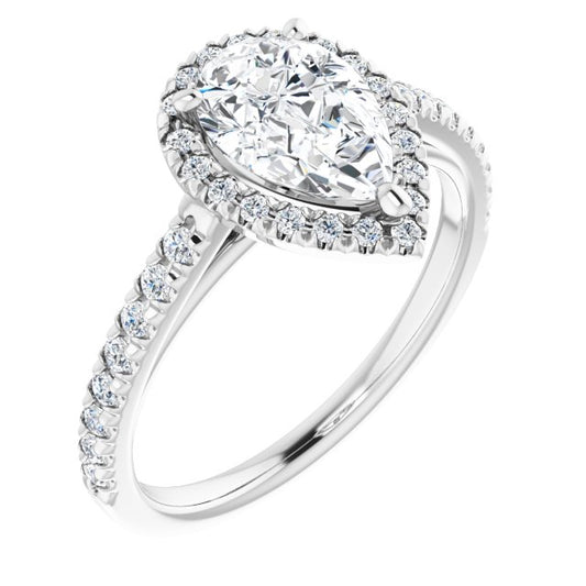 French-Set Halo-Style Engagement Ring