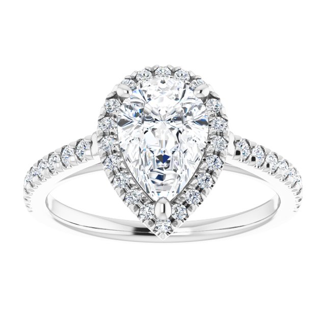 French-Set Halo-Style Engagement Ring