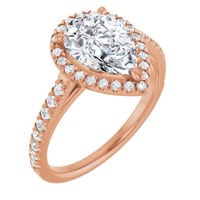 French-Set Halo-Style Engagement Ring