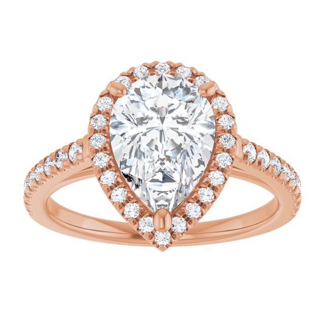 French-Set Halo-Style Engagement Ring