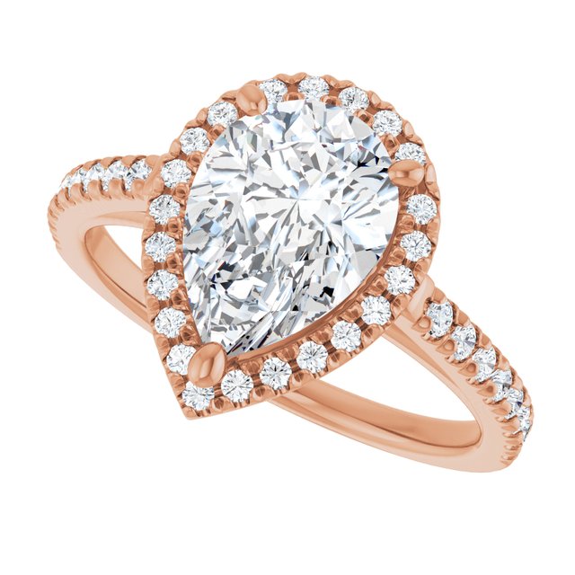 French-Set Halo-Style Engagement Ring