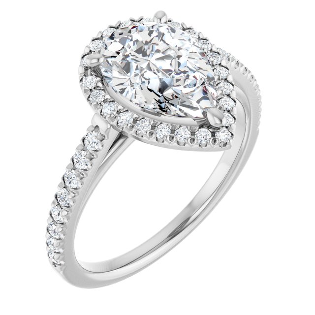 French-Set Halo-Style Engagement Ring