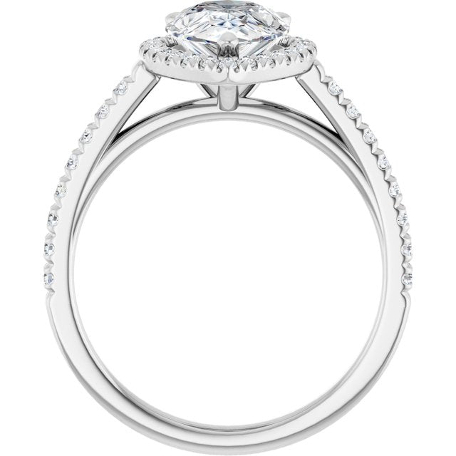 French-Set Halo-Style Engagement Ring