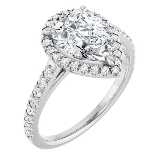 French-Set Halo-Style Engagement Ring
