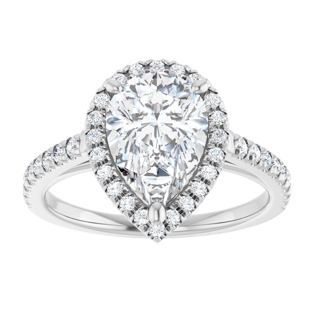 French-Set Halo-Style Engagement Ring